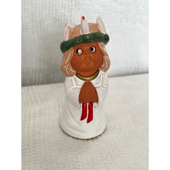 Rolf Berg Pottery, Swedish Girl/ figurine,  wearing Lucia Costume , 5.25” x 2” - Picture 1 of 6